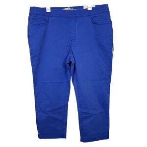 Soft Surroundings NWT Jeans Cropped 1X Blue Pull On Straight Comfort Waist